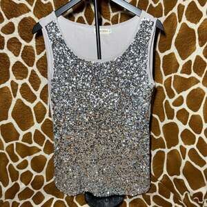 Anna-Kaci Womens Sparkle & Shine Glitter Sequin Embellished Sleeveless Round Nec